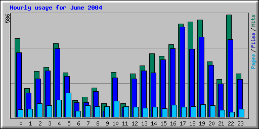 Hourly usage for June 2004